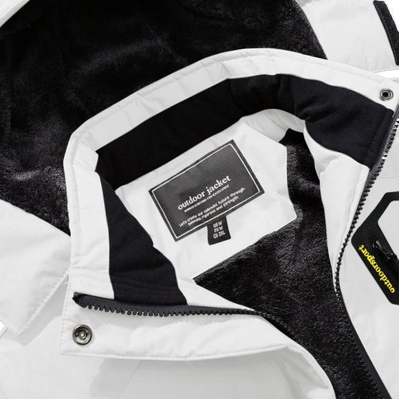 Magcomsen Men's Waterproof Fleece Lined Winter Coats Warm Snow Ski Jacket-White - Picture 3 of 7